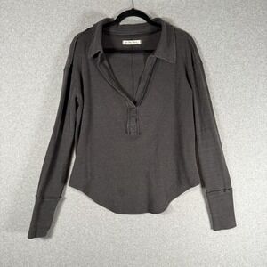 Free People Anakin Top Thermal Size S Gray Pullover Oversized Boho Knit